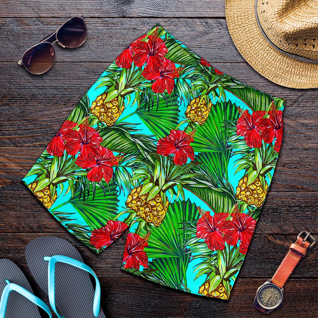 Pineapple Hibiscus Hawaii Pattern Print Men's Shorts