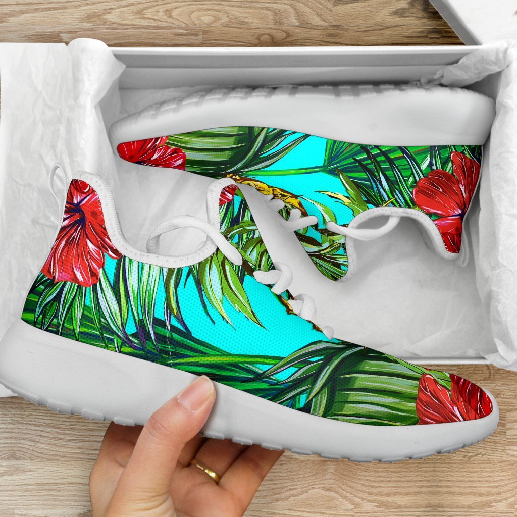 Pineapple Hibiscus Hawaii Pattern Print Mesh Knit Shoes GearFrost