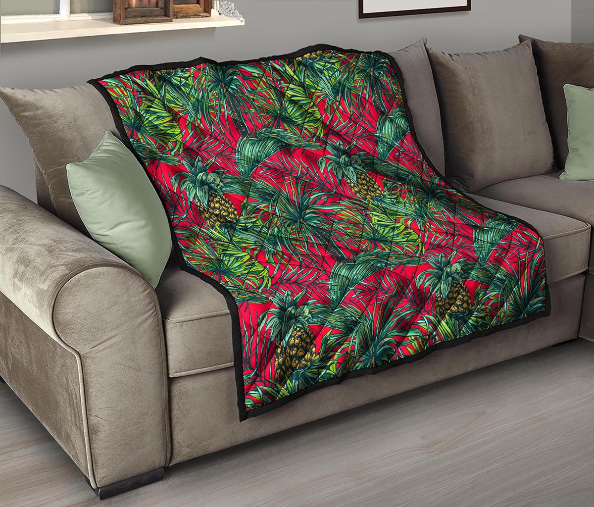 Pineapple Leaves Hawaii Pattern Print Quilt