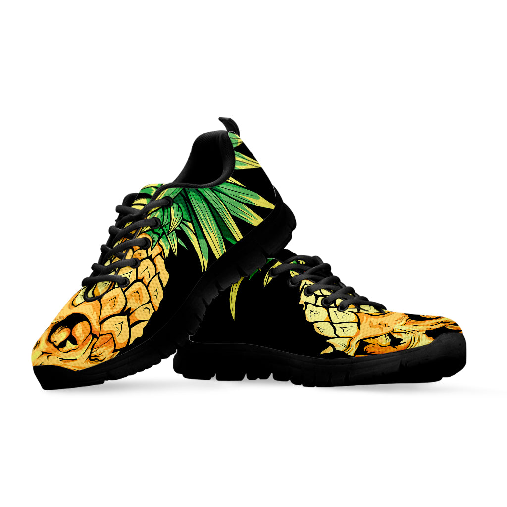 Pineapple Skull Print Black Sneakers