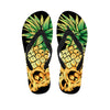 Pineapple Skull Print Flip Flops