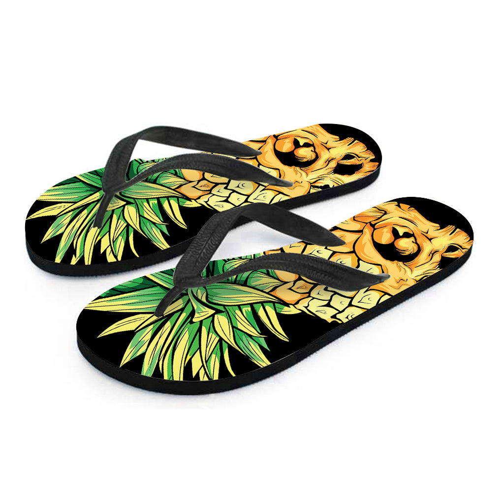 Pineapple Skull Print Flip Flops
