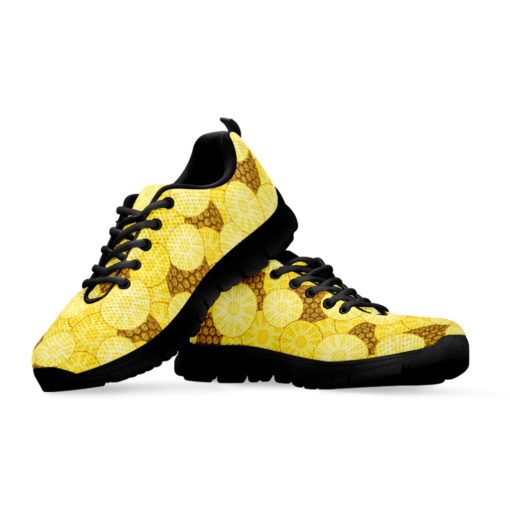 Pineapple Slices Pattern Print Black Sneakers