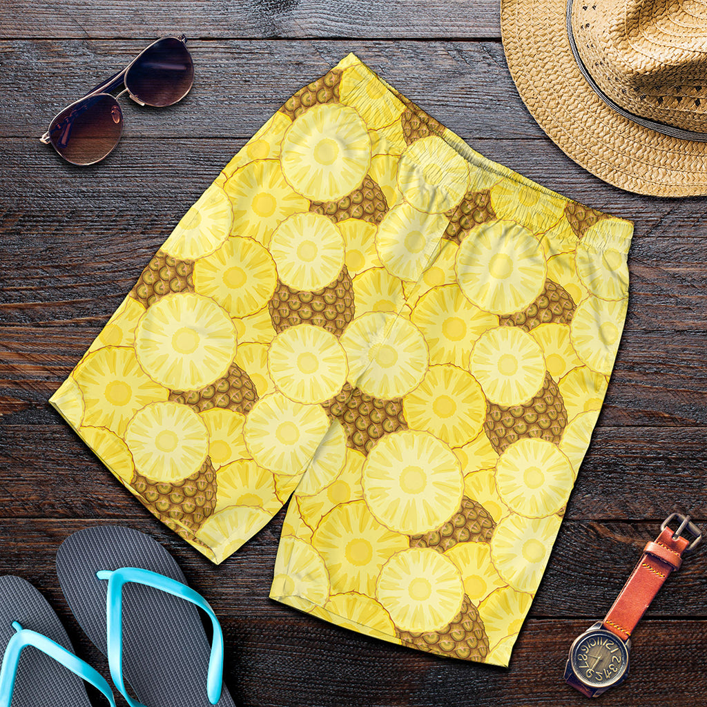 Pineapple Slices Pattern Print Men's Shorts