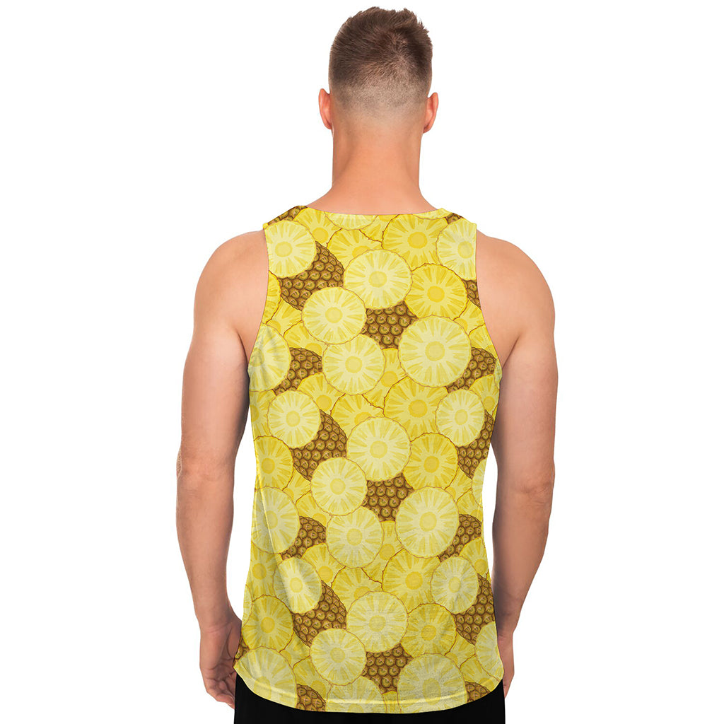 Pineapple Slices Pattern Print Men's Tank Top
