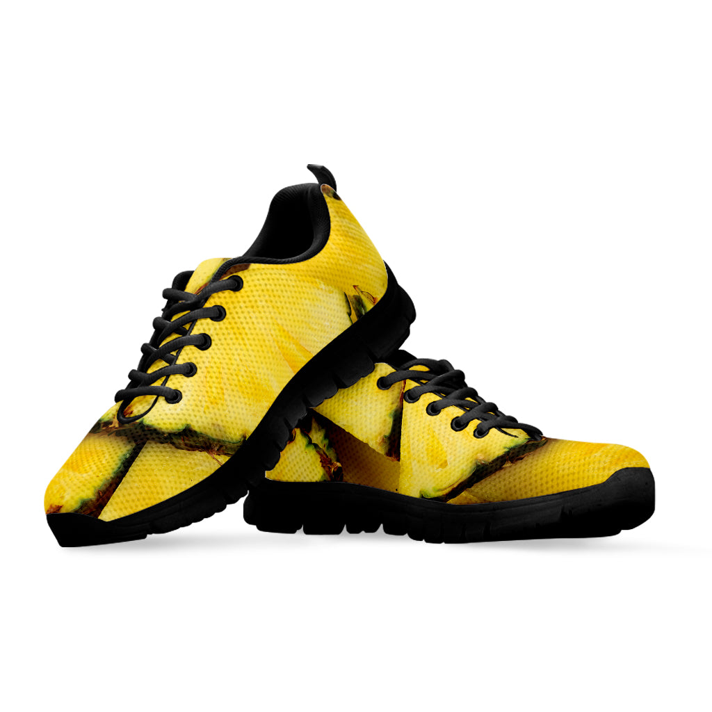 Pineapple Slices Print Black Sneakers