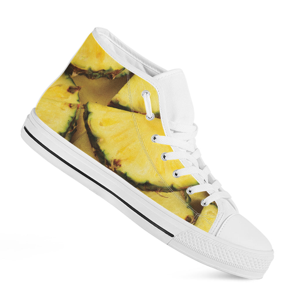 Pineapple Slices Print White High Top Shoes