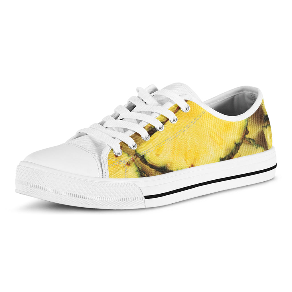 Pineapple Slices Print White Low Top Shoes