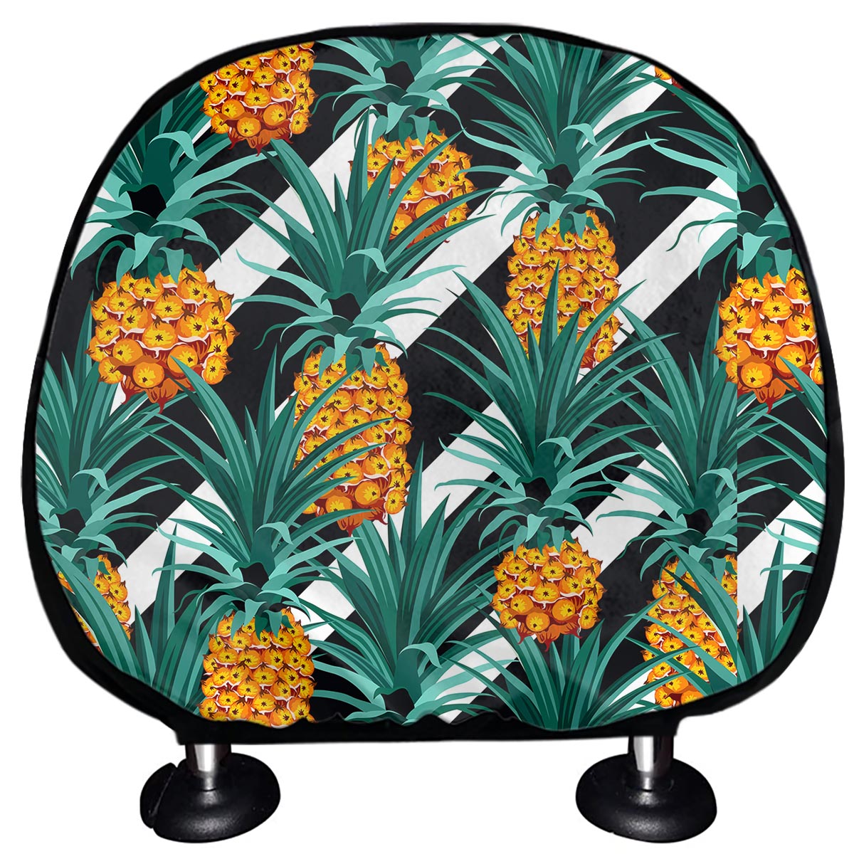 Pineapple Striped Pattern Print Car Headrest Covers
