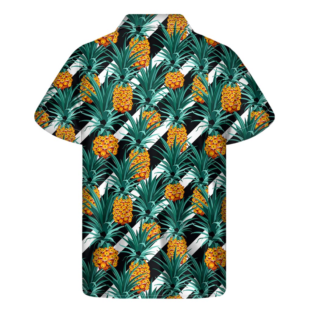 Pineapple Striped Pattern Print Men's Short Sleeve Shirt