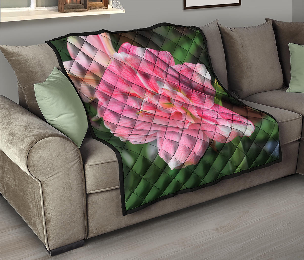 Pink Amaryllis Print Quilt