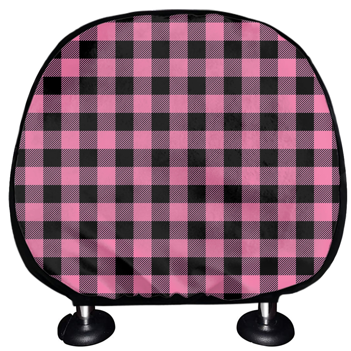 Pink And Black Buffalo Check Print Car Headrest Covers