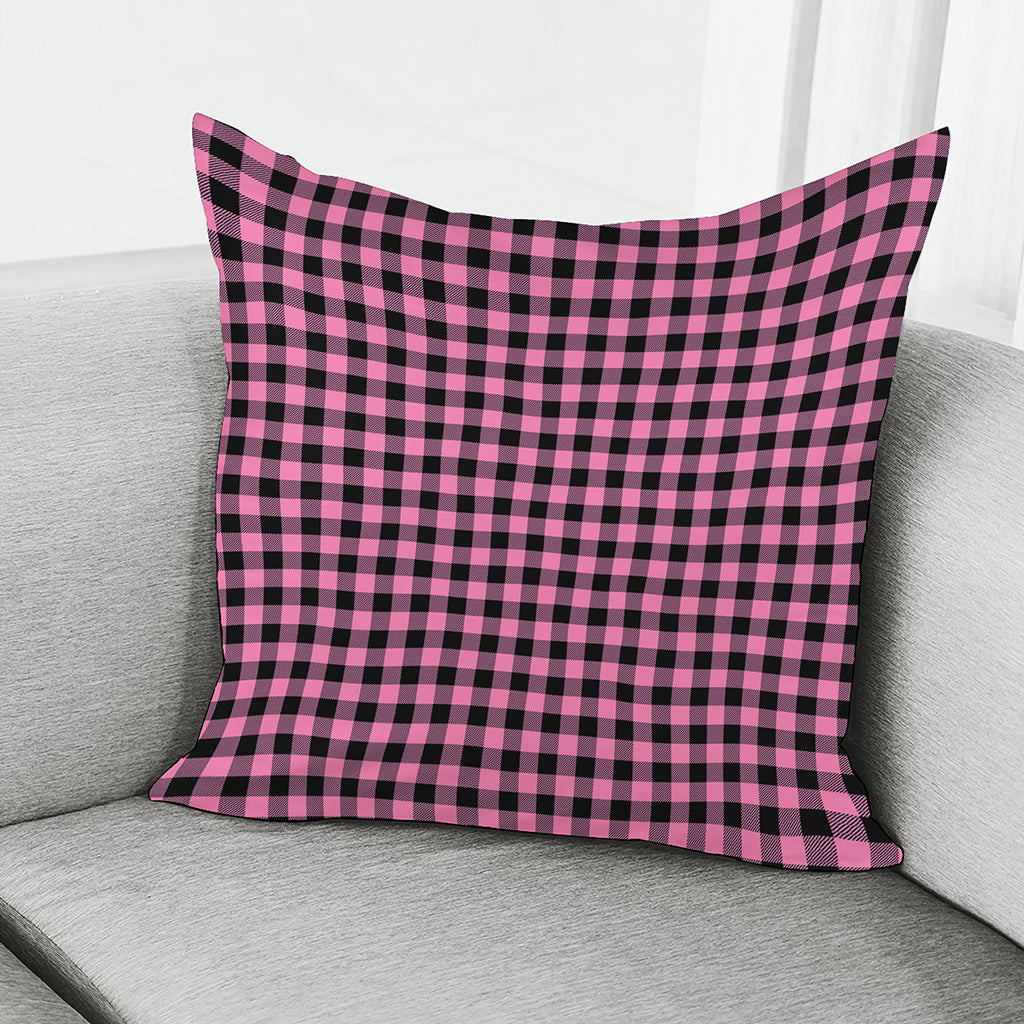 Pink And Black Buffalo Check Print Pillow Cover
