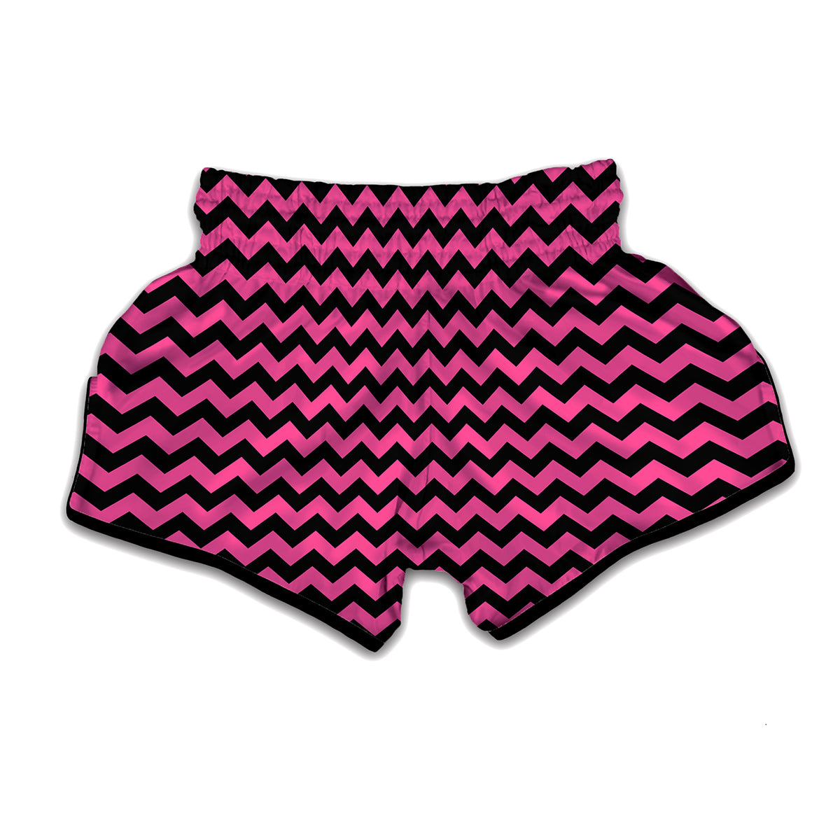 Pink And Black Chevron Pattern Print Muay Thai Boxing Shorts