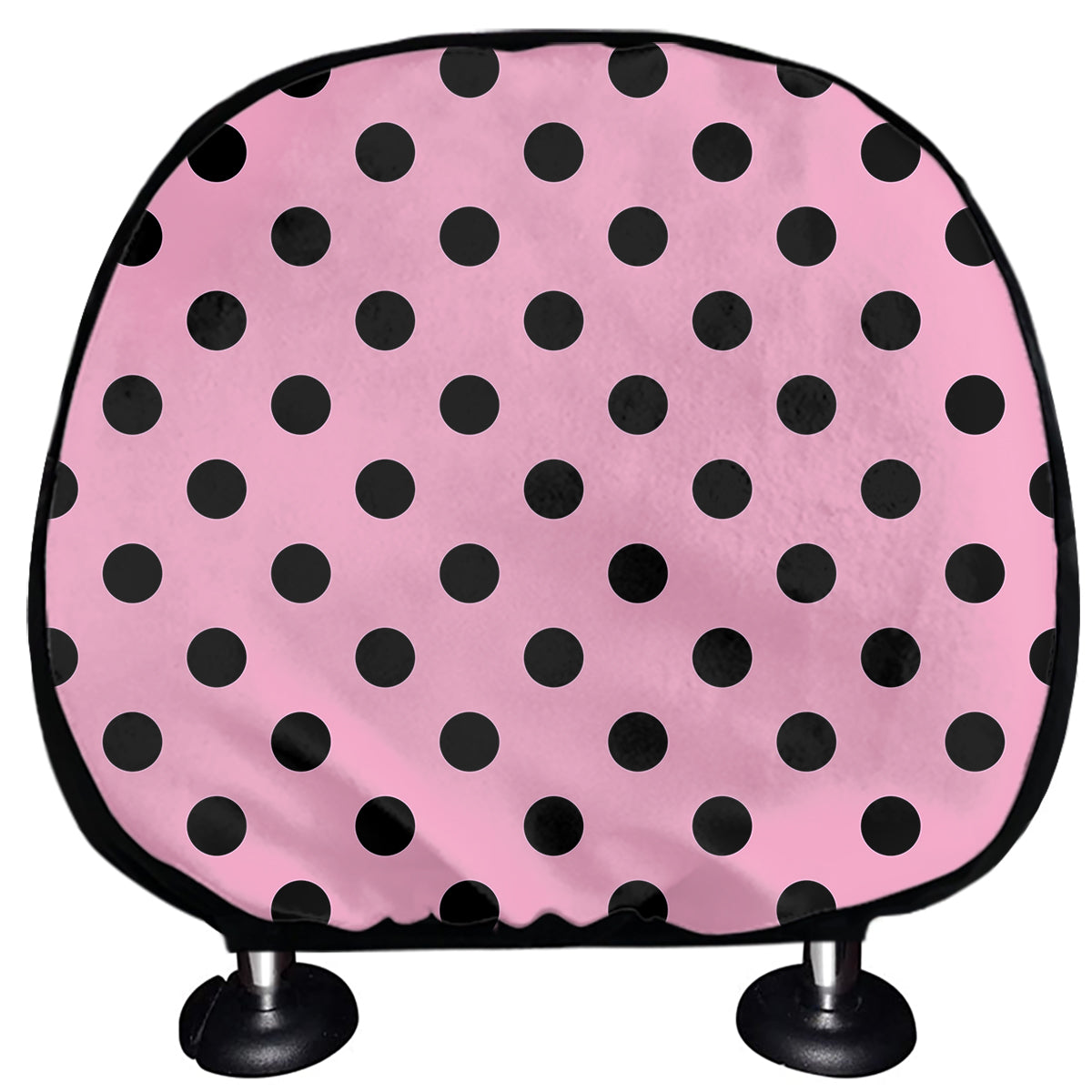 Pink And Black Polka Dot Pattern Print Car Headrest Covers