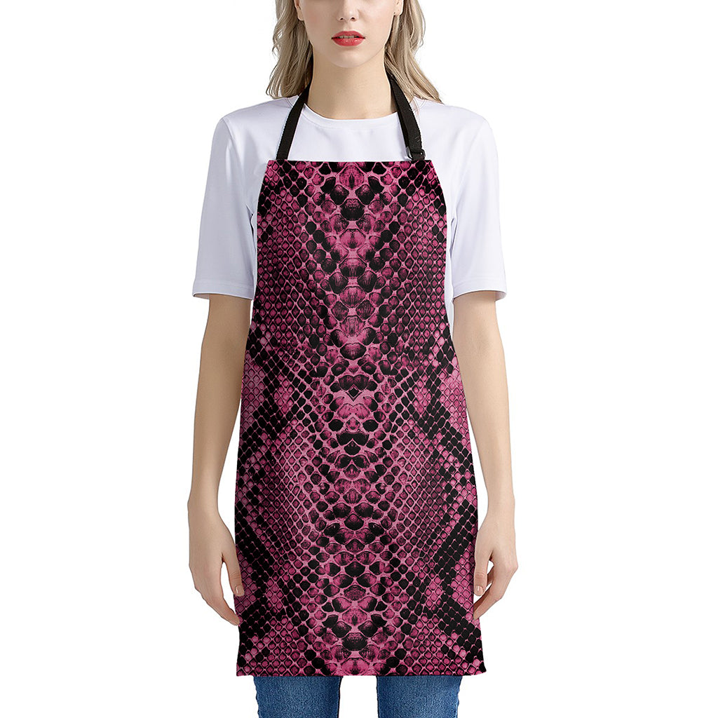 Pink And Black Snakeskin Print Apron
