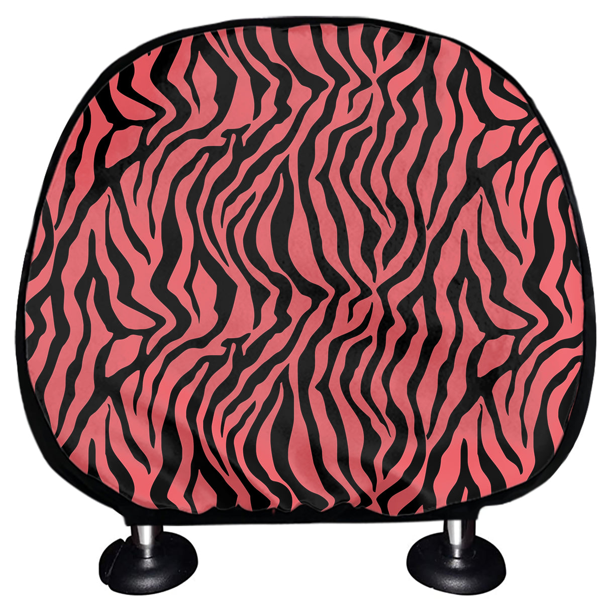 Pink And Black Tiger Stripe Print Car Headrest Covers