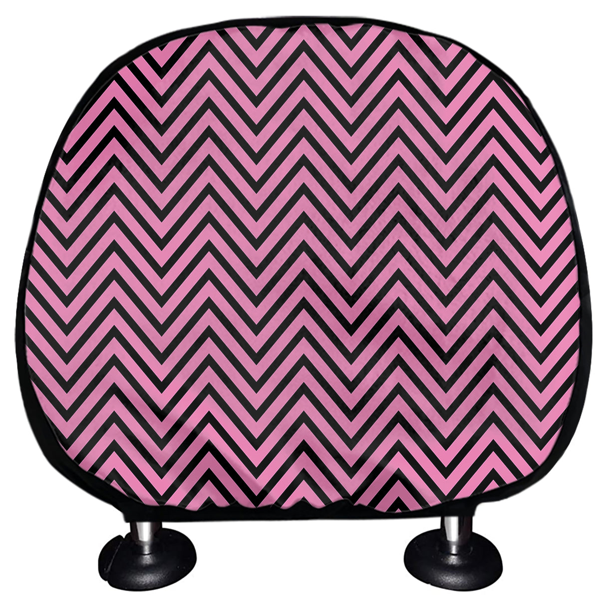 Pink And Black Zigzag Pattern Print Car Headrest Covers