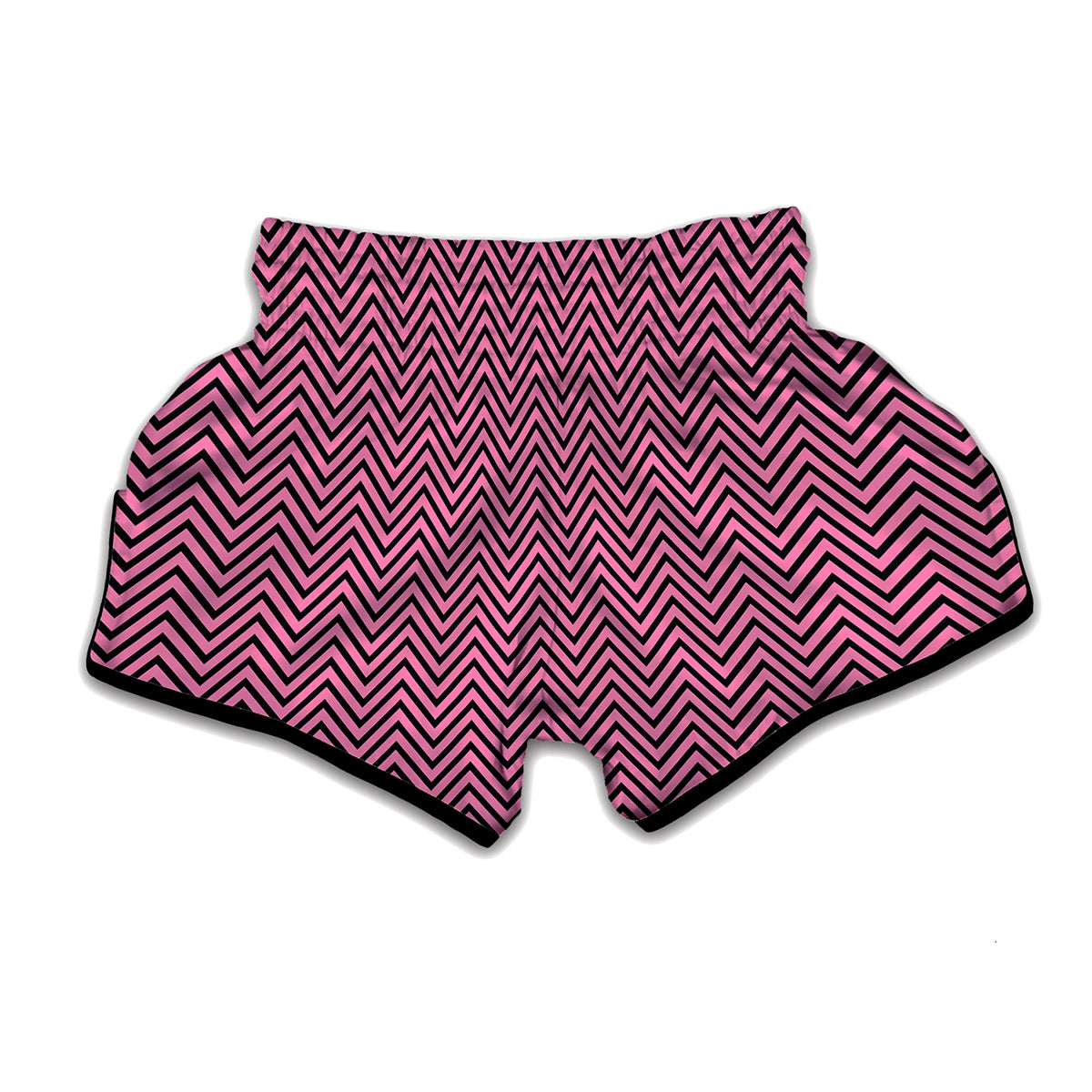 Pink And Black Zigzag Pattern Print Muay Thai Boxing Shorts