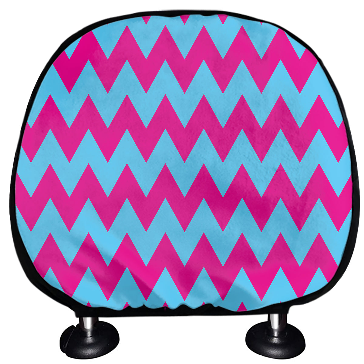 Pink And Blue Chevron Pattern Print Car Headrest Covers