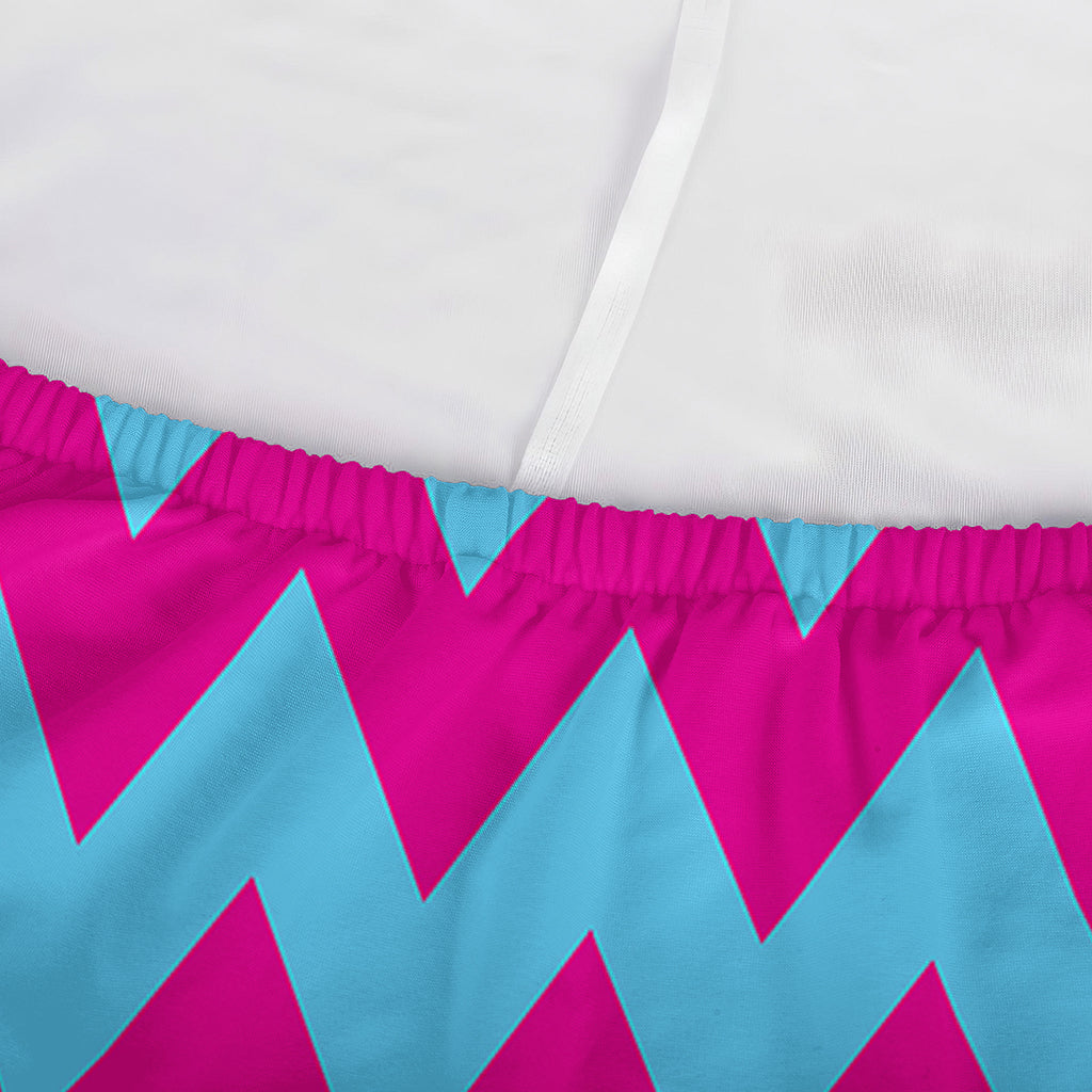 Pink And Blue Chevron Pattern Print Sofa Cover