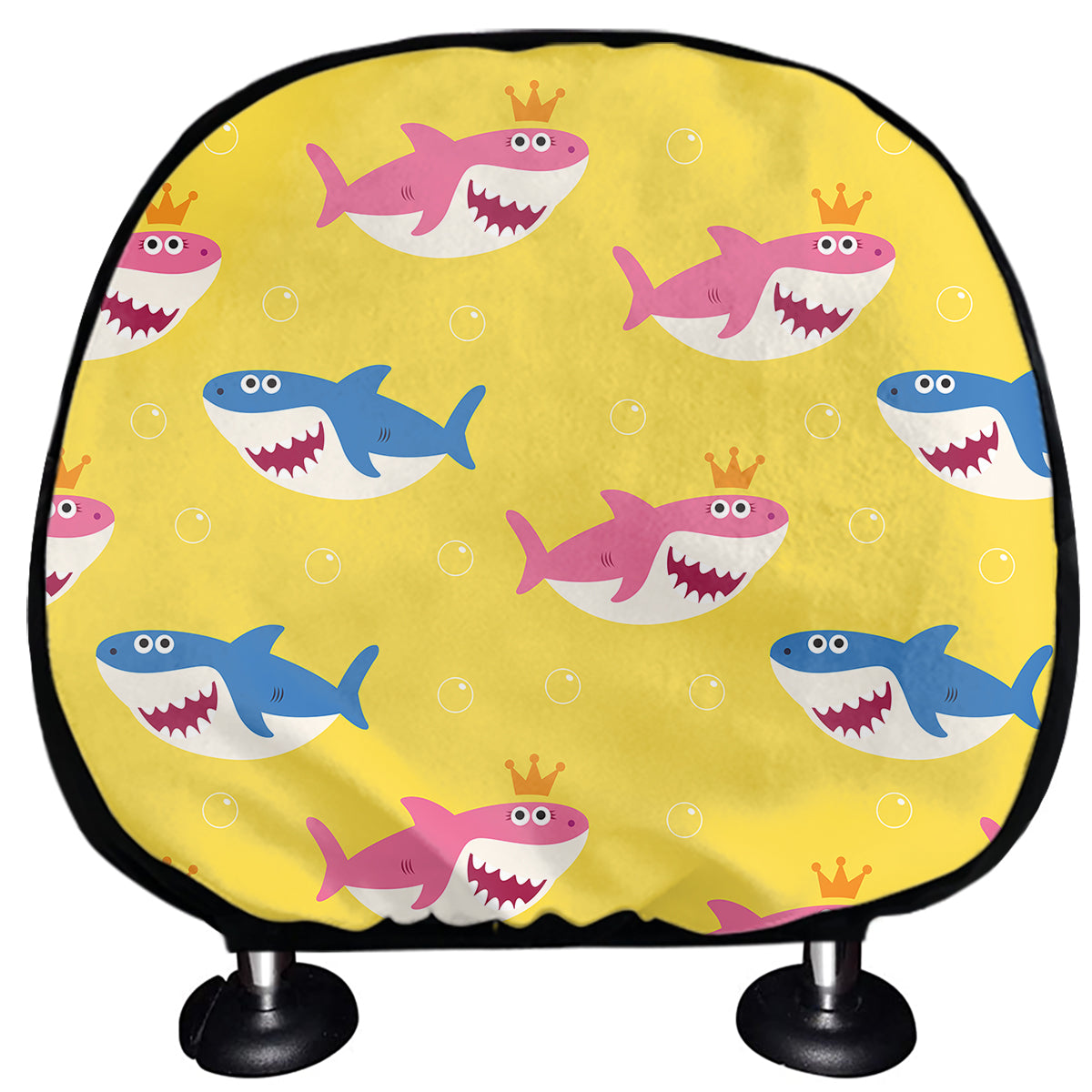 Pink And Blue Shark Pattern Print Car Headrest Covers