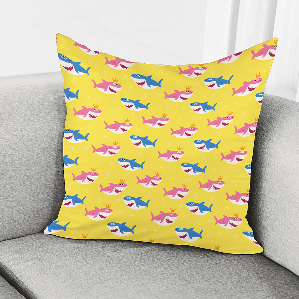 Pink And Blue Shark Pattern Print Pillow Cover