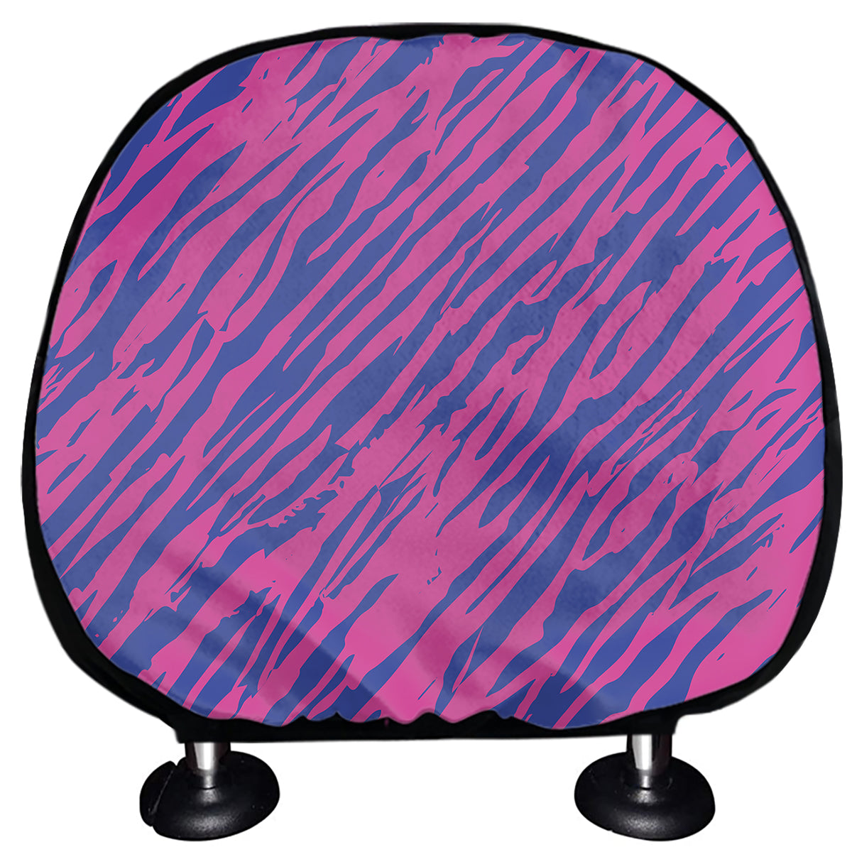Pink And Blue Zebra Stripes Print Car Headrest Covers