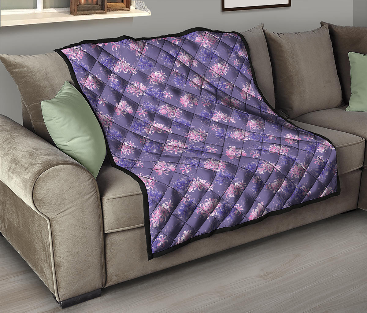 Pink And Purple Japanese Amaryllis Print Quilt