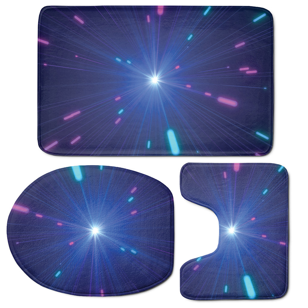 Pink And Teal Lights Speed Print 3 Piece Bath Mat Set