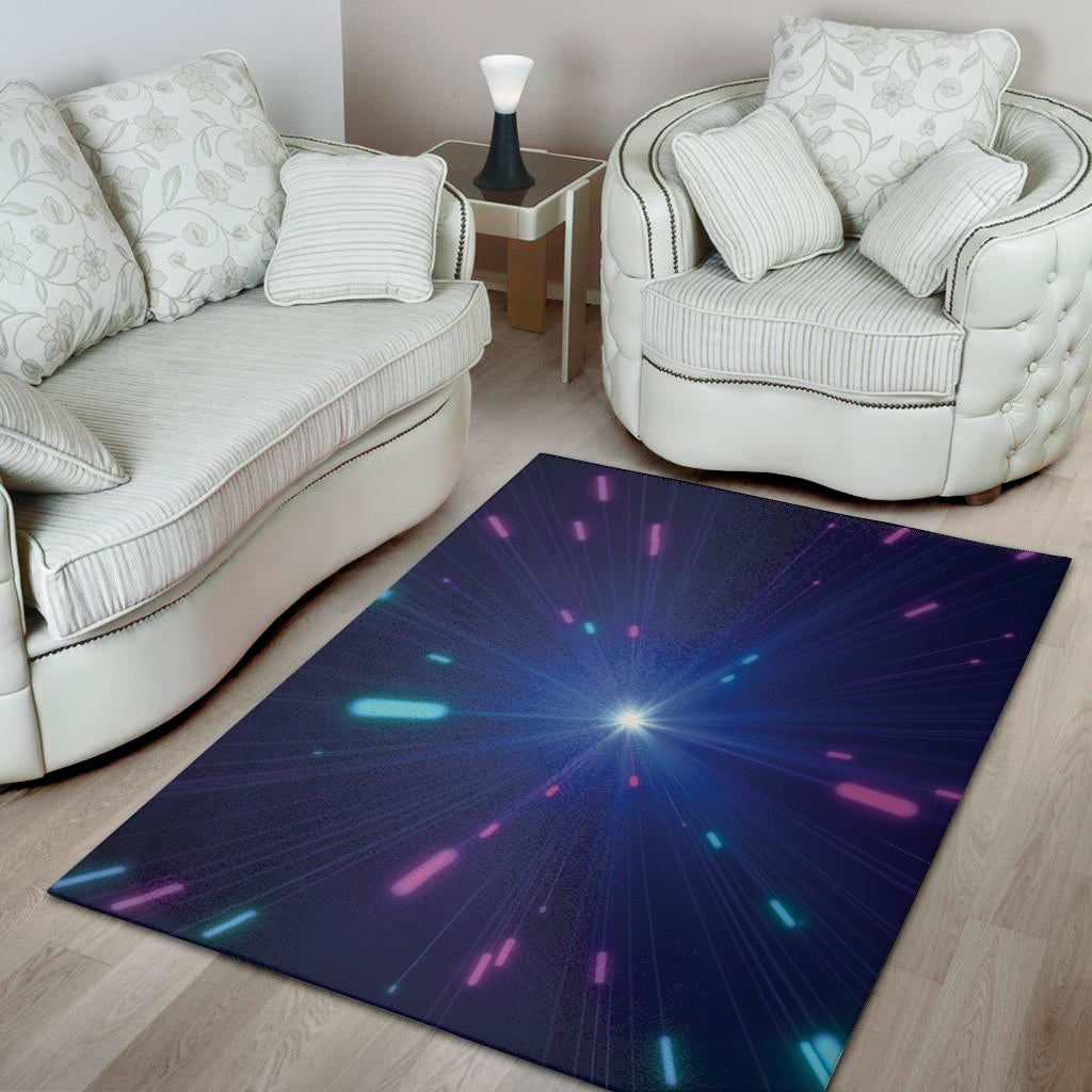 Pink And Teal Lights Speed Print Area Rug