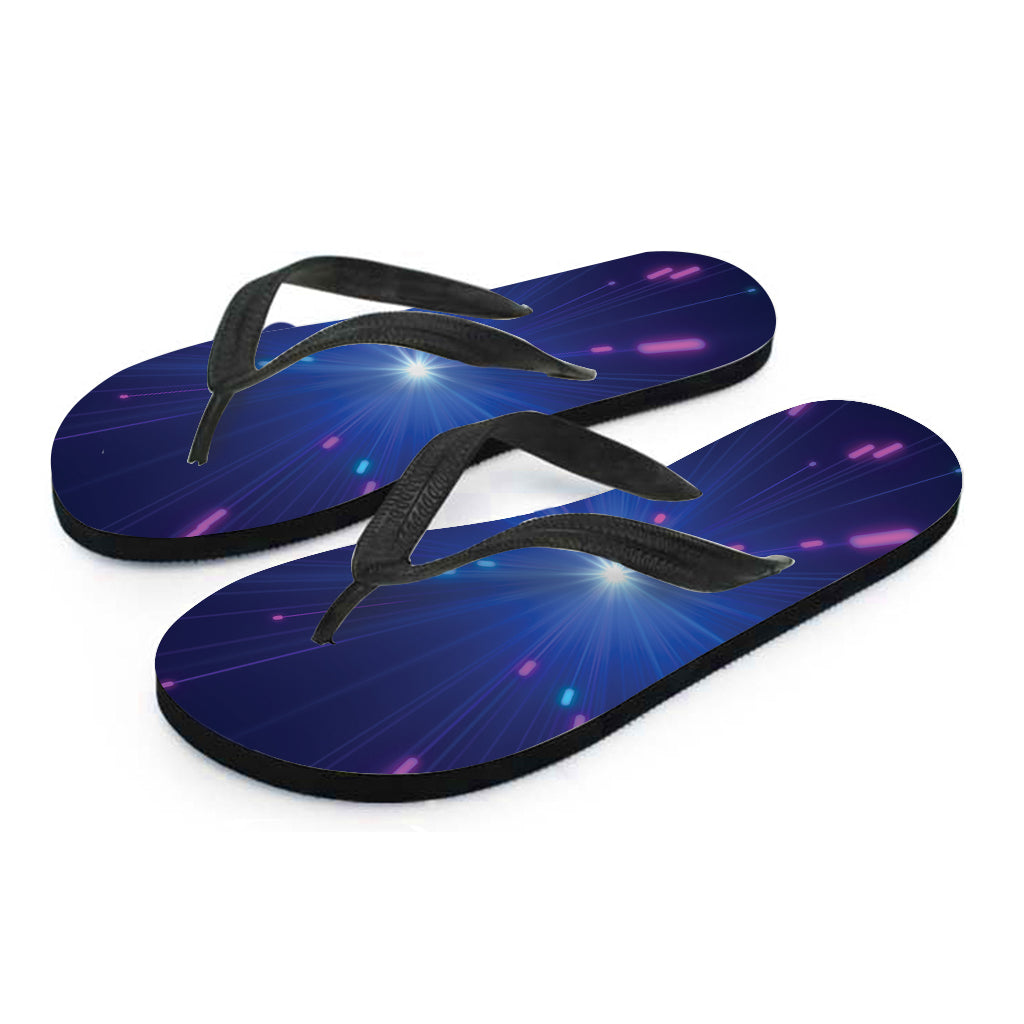 Pink And Teal Lights Speed Print Flip Flops