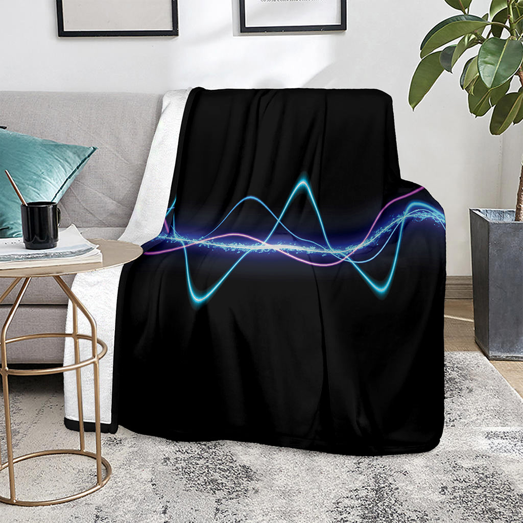 Pink And Teal Sound Wave Print Blanket