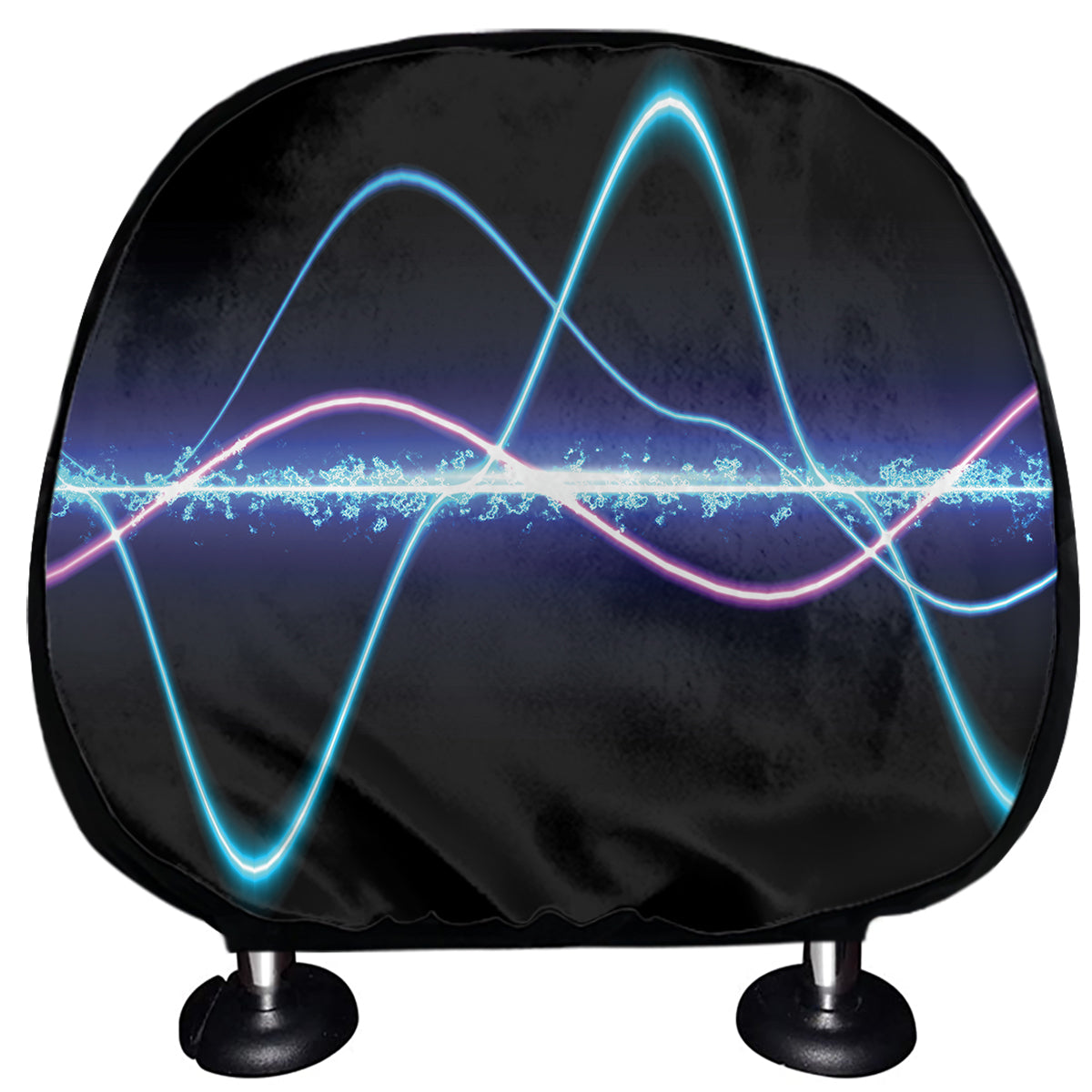 Pink And Teal Sound Wave Print Car Headrest Covers