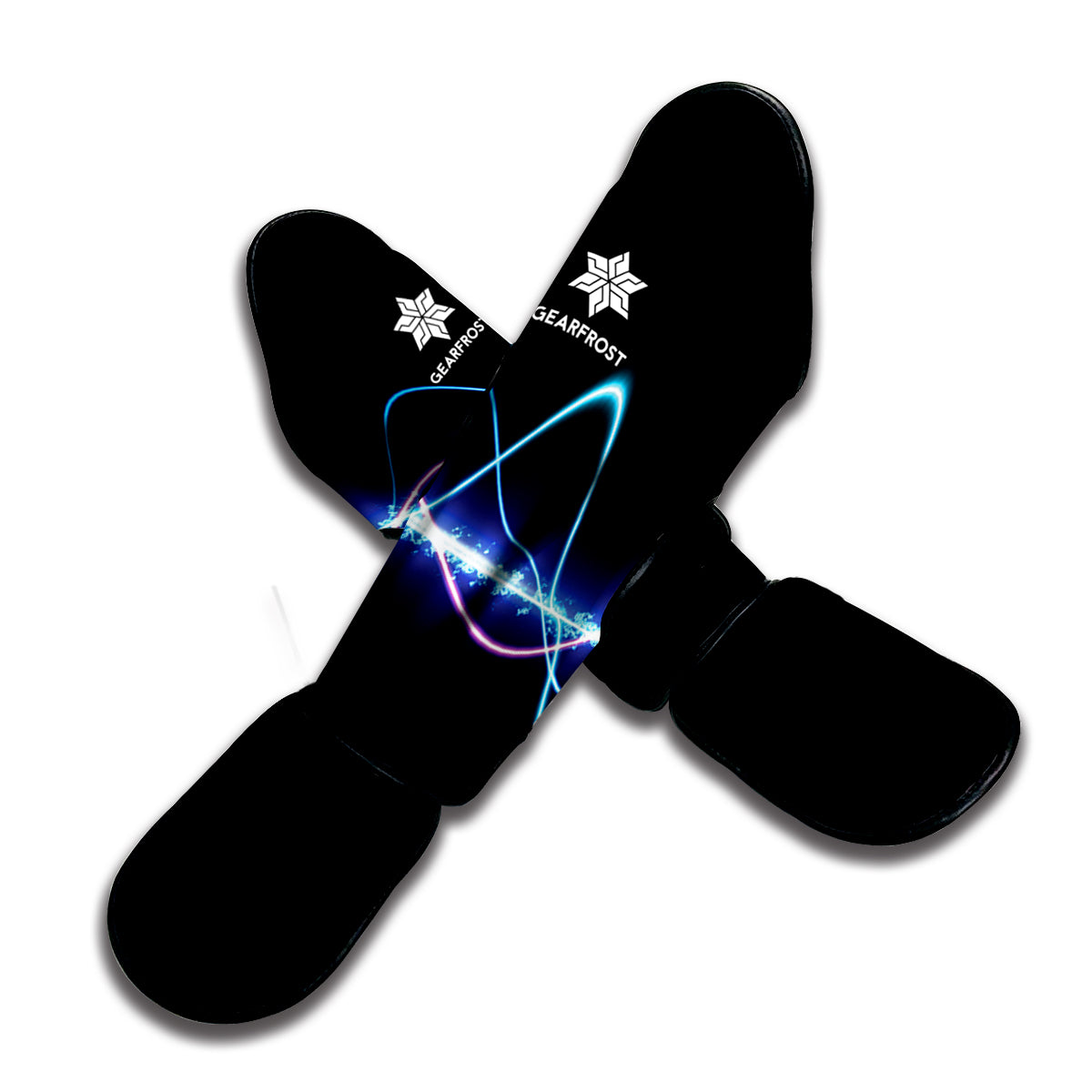 Pink And Teal Sound Wave Print Muay Thai Shin Guard