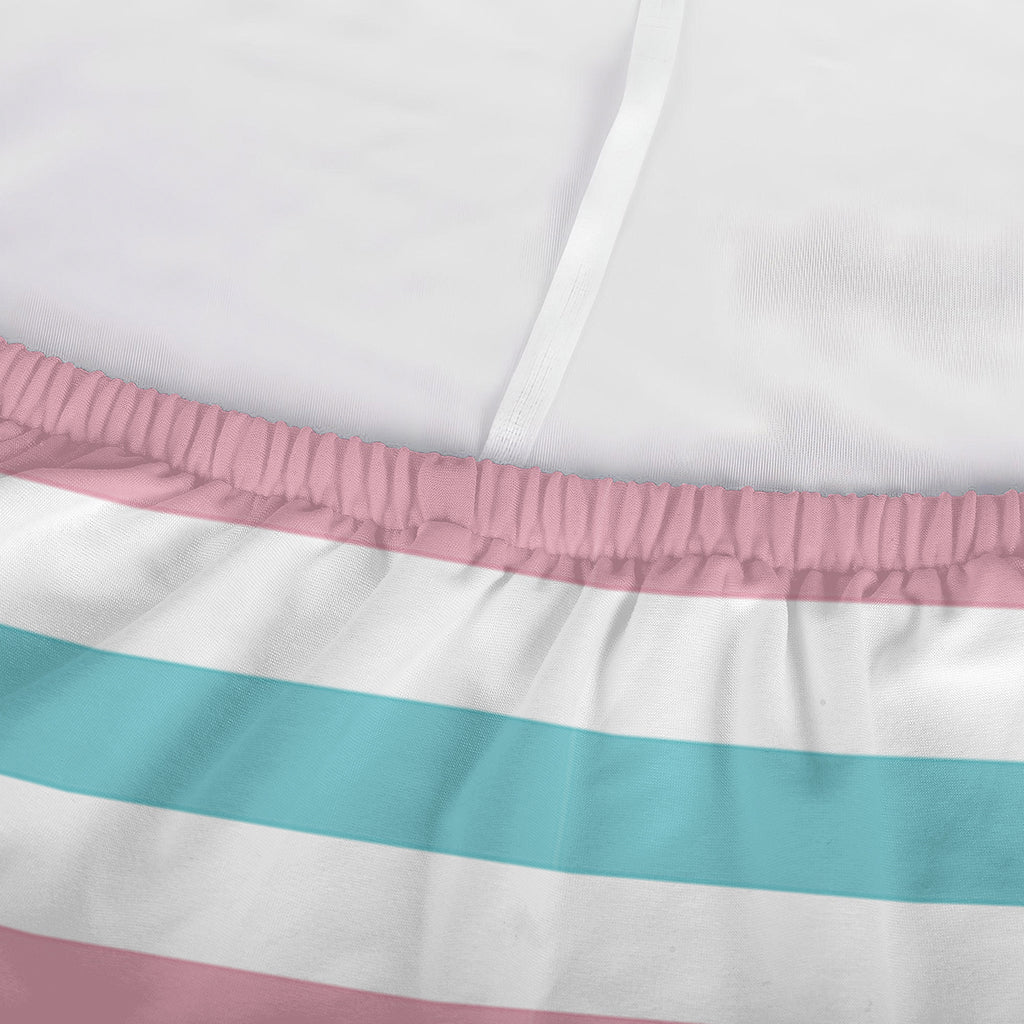 Pink And Teal Striped Pattern Print Sofa Cover