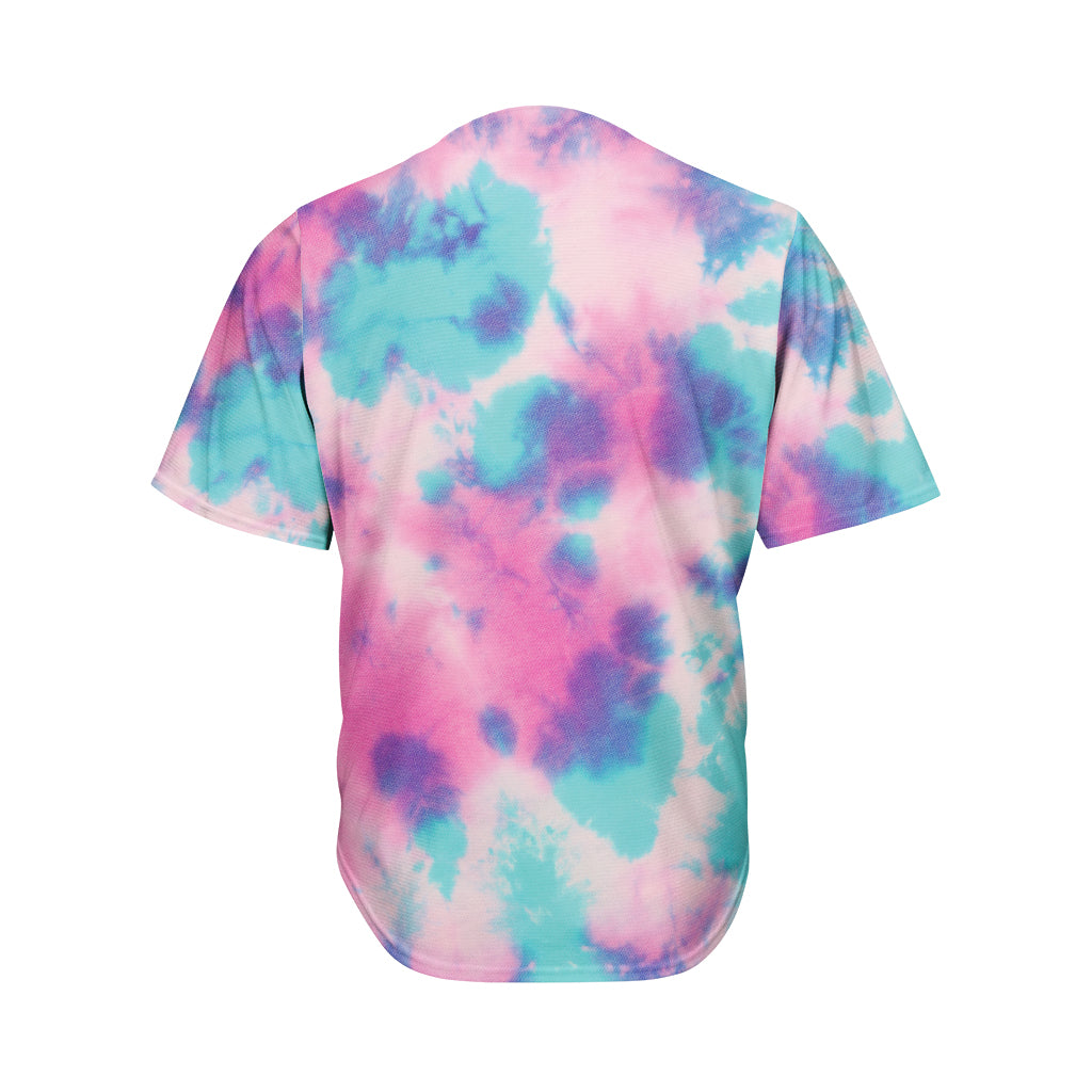 Pink And Teal Tie Dye Print Men's Baseball Jersey