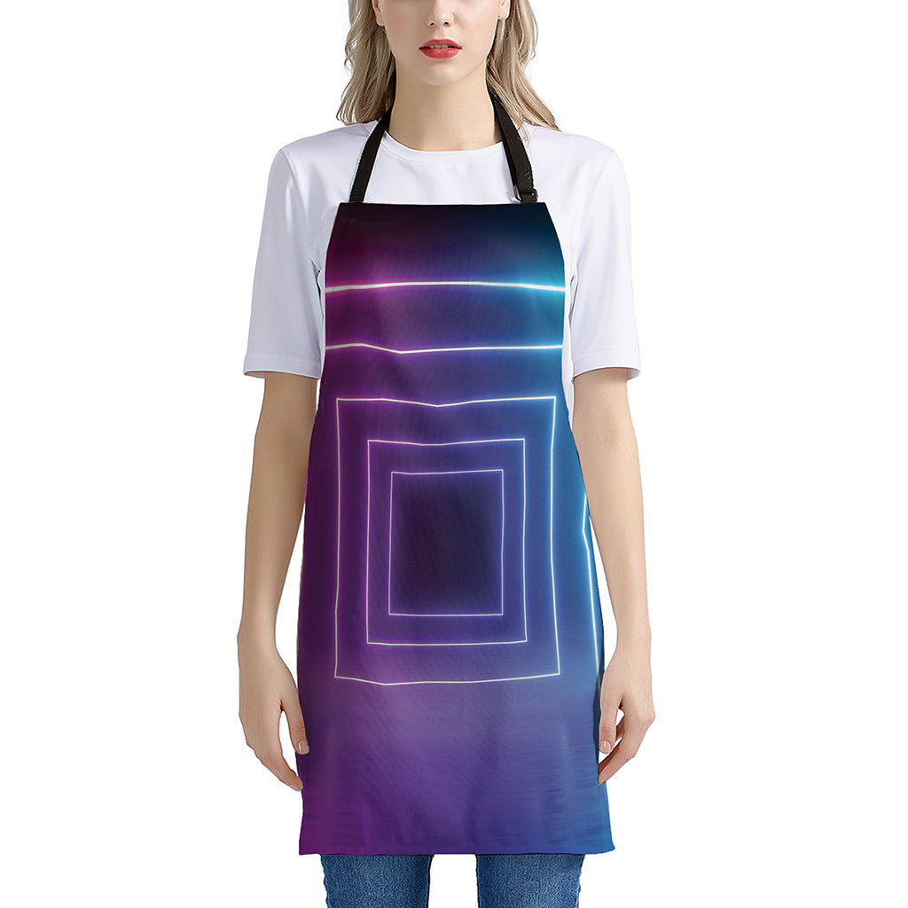 Pink And Teal Tunnel Lights Print Apron