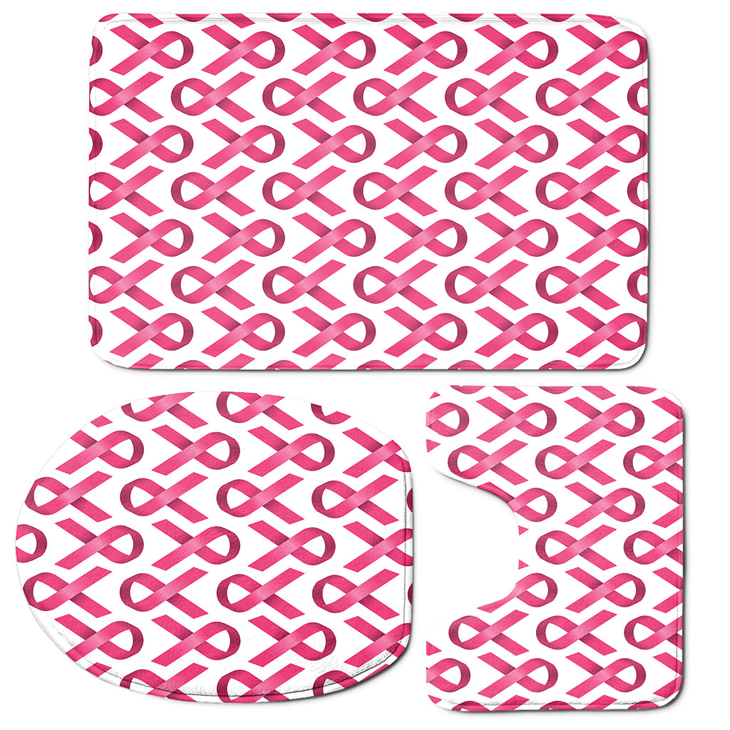 Pink And White Breast Cancer Print 3 Piece Bath Mat Set