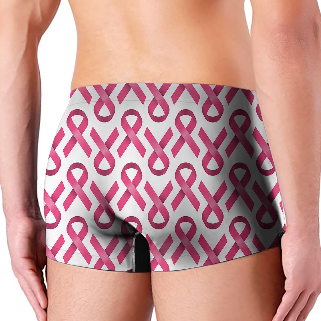 Pink And White Breast Cancer Print Men's Boxer Briefs
