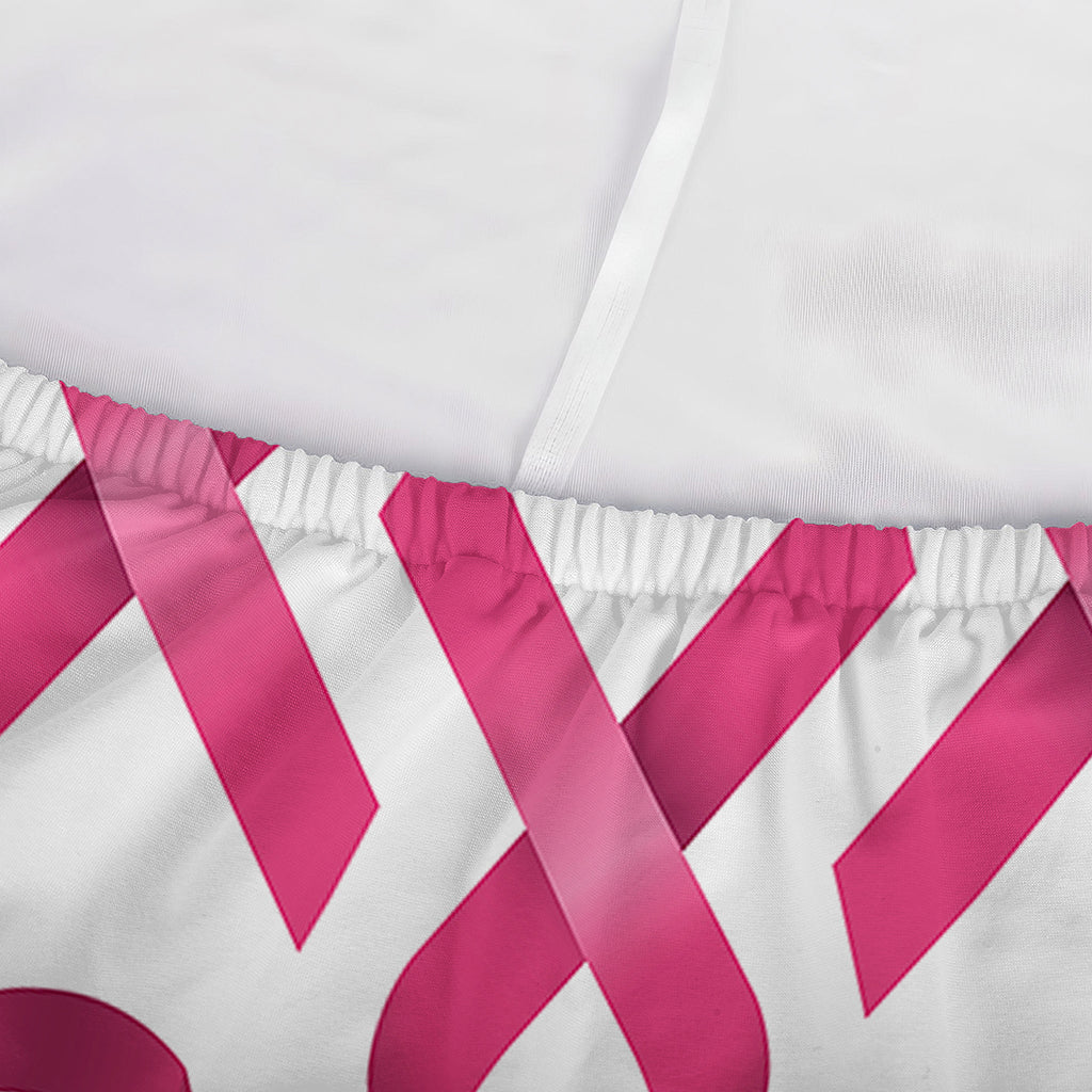 Pink And White Breast Cancer Print Sofa Cover