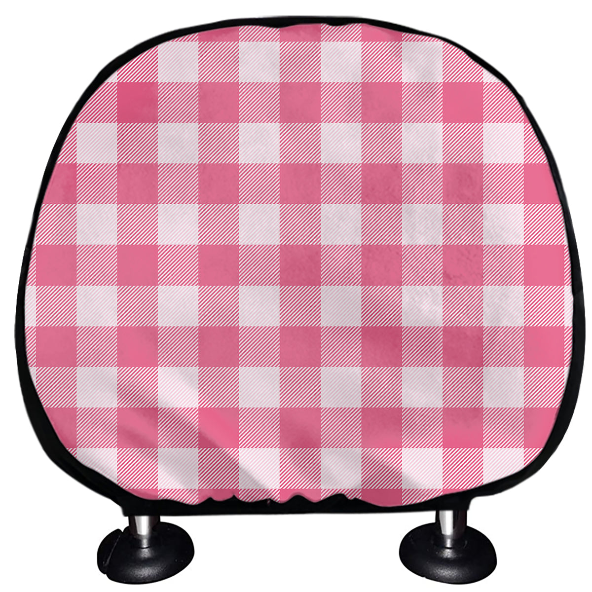 Pink And White Buffalo Check Print Car Headrest Covers