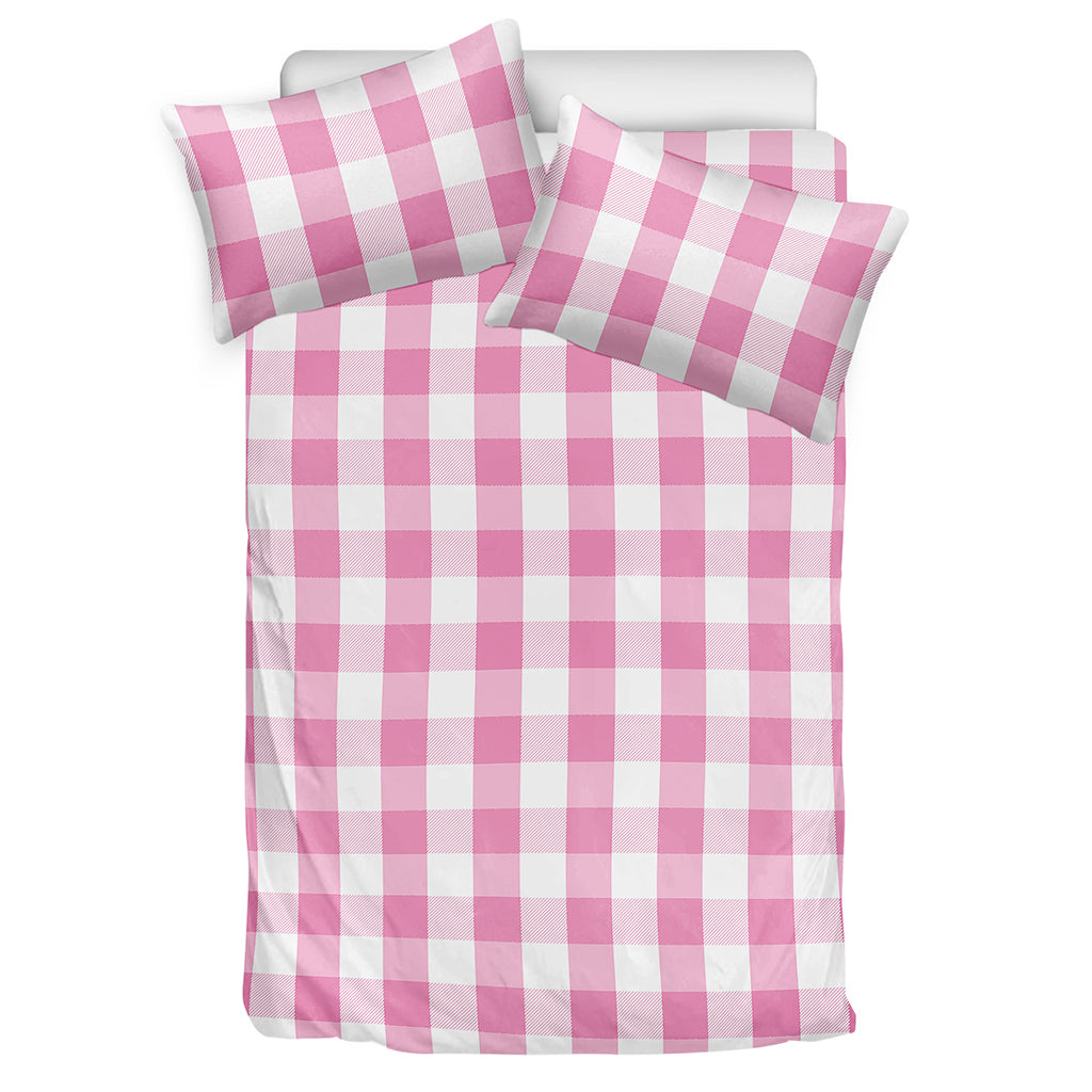 Pink And White Check Pattern Print Duvet Cover Bedding Set
