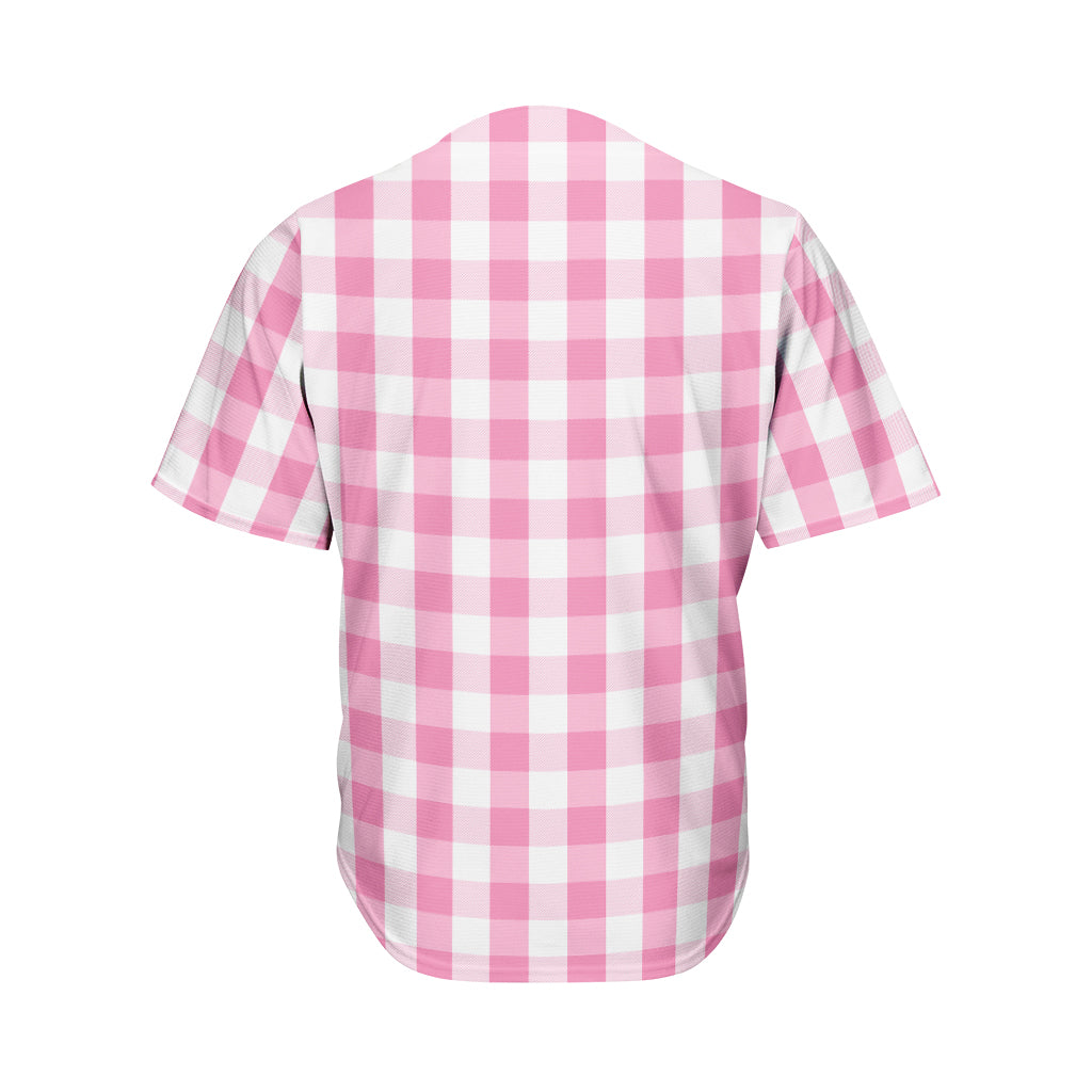 Pink And White Check Pattern Print Men's Baseball Jersey