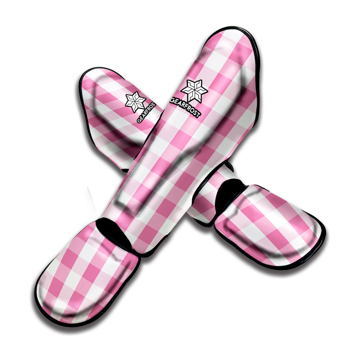 Pink And White Check Pattern Print Muay Thai Shin Guard