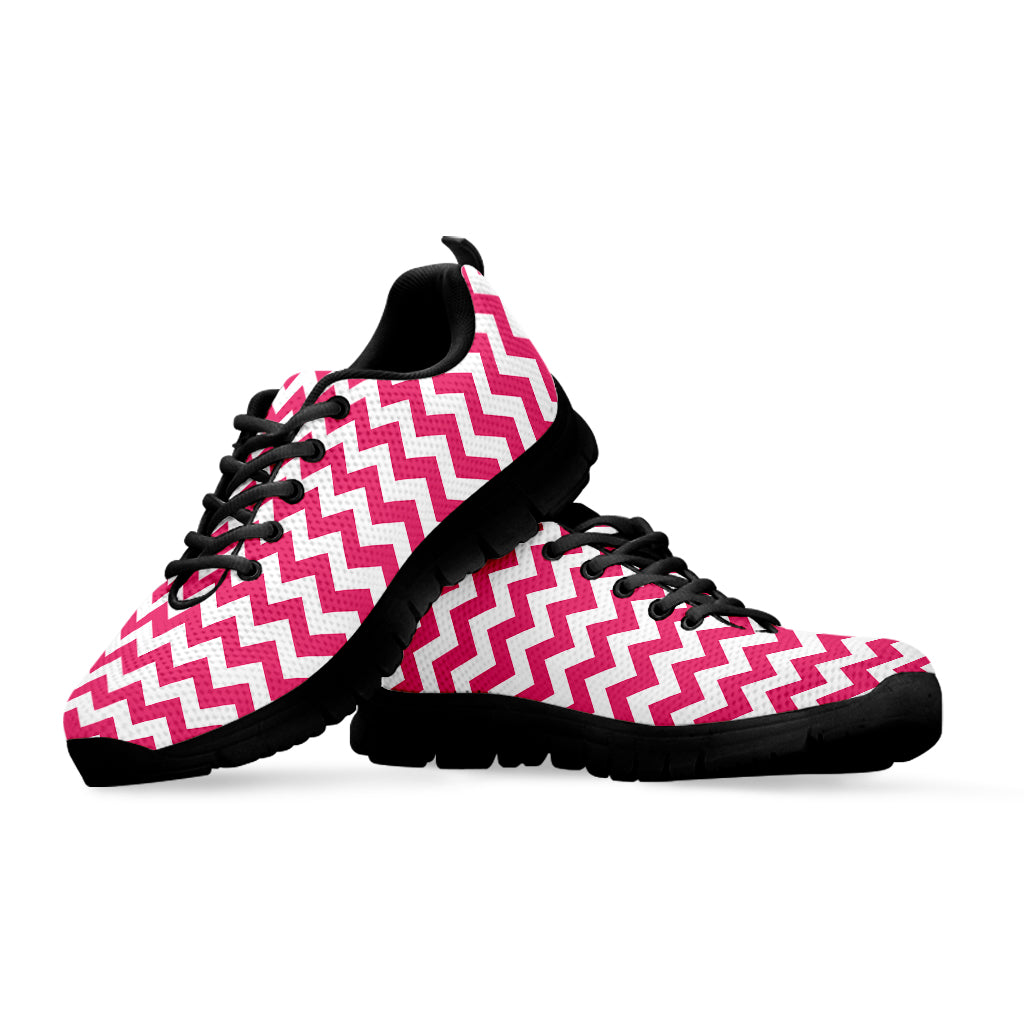 Pink And White Chevron Pattern Print Black Sneakers