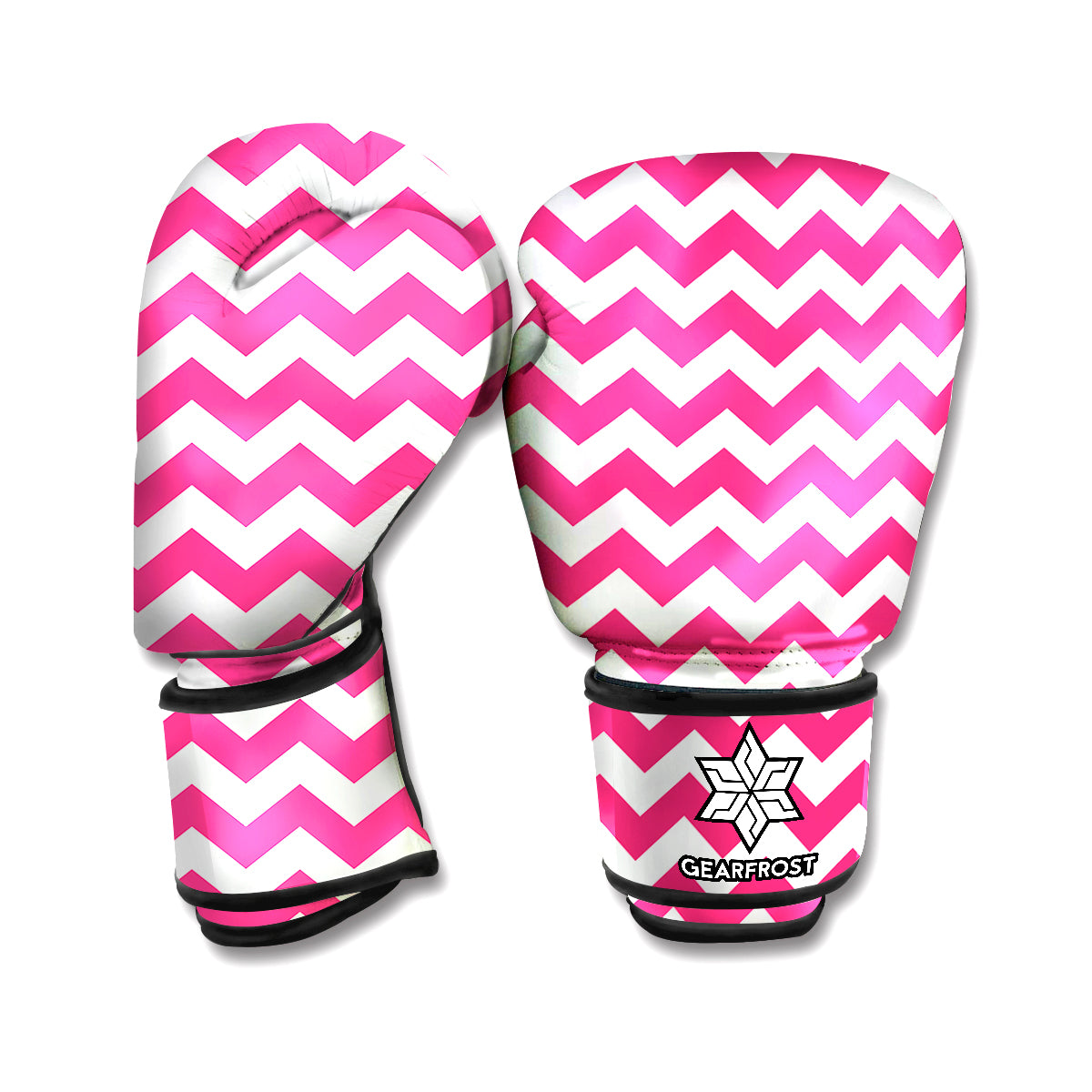 Pink And White Chevron Pattern Print Boxing Gloves
