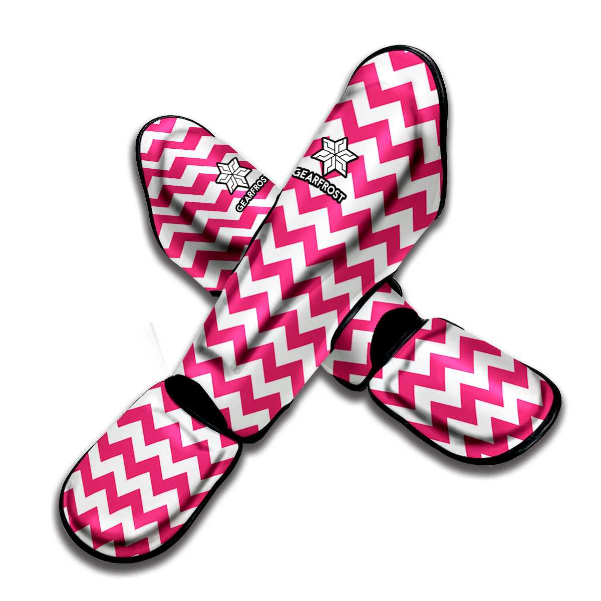Pink And White Chevron Pattern Print Muay Thai Shin Guard