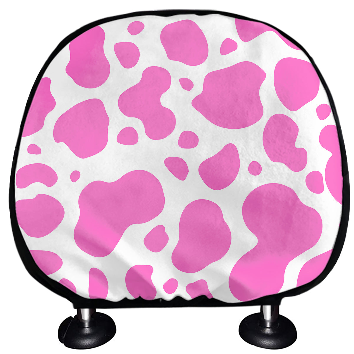 Pink And White Cow Print Car Headrest Covers