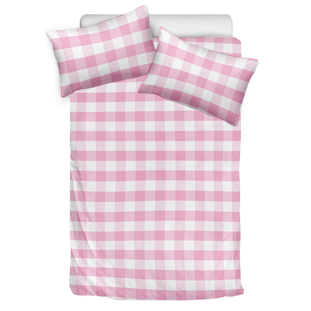 Pink And White Gingham Pattern Print Duvet Cover Bedding Set